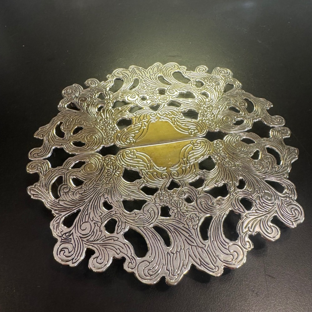 Towle Silversmiths Trivet Home 7.5in Silver Adjustable Ornate Scroll Floral Dd-7